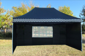 10 x 15 Black Checker Pop Up Tent