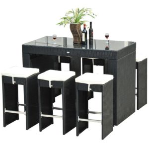 7 Piece Wicker Bar Table Patio Set - 2