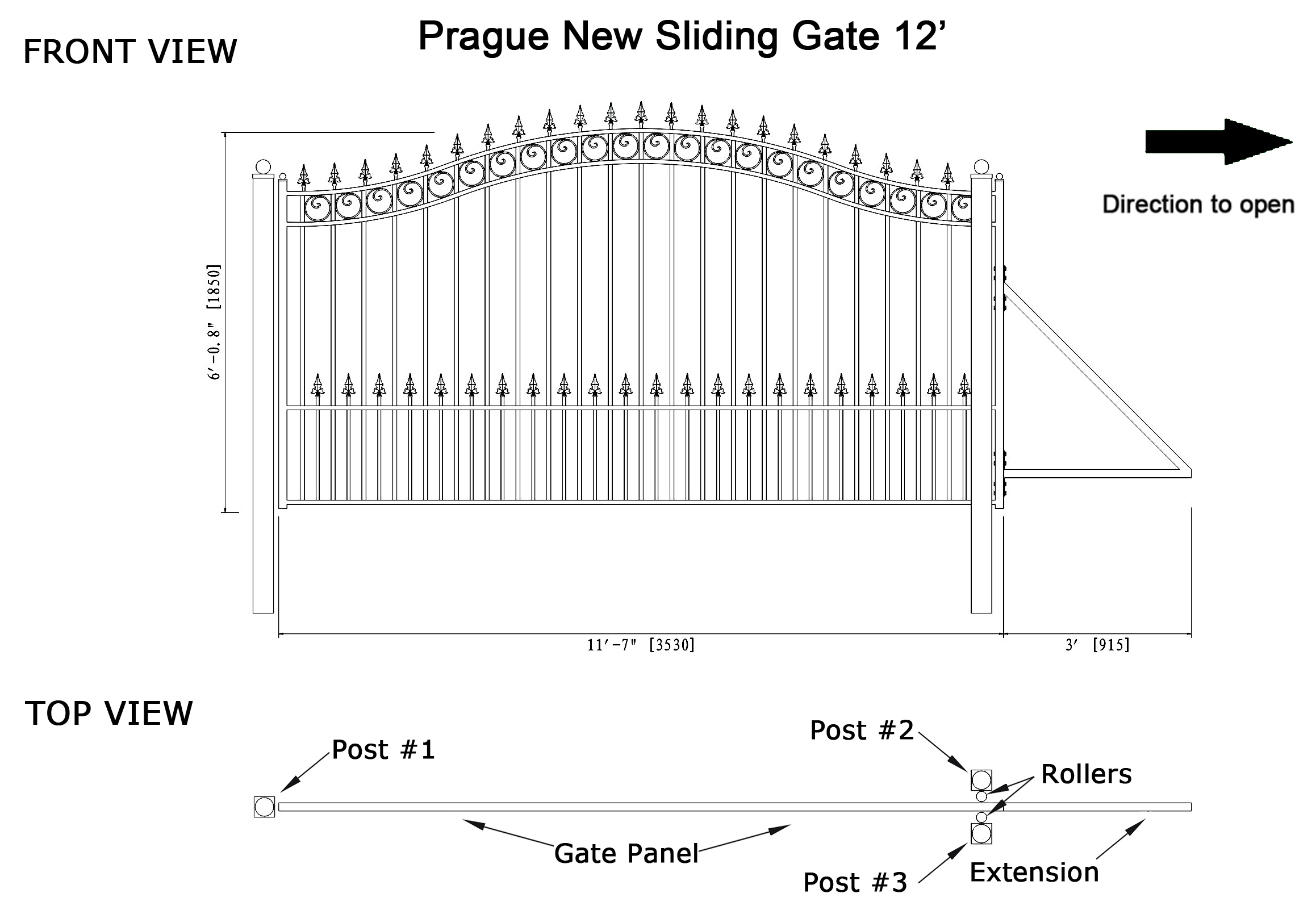 Размер раздвижных ворот. Size Gates.