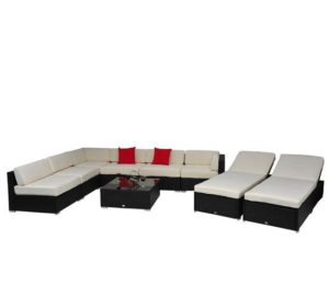 9 Piece Outdoor Wicker Sectional Sofa Set