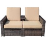 3 Piece Outdoor Wicker Patio Love Seat Lounge Chair Set - 01-0608