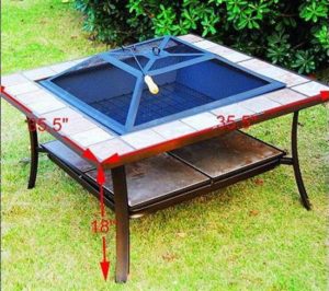 36 Inch Square Outdoor Metal Fire Pit Stove Table 2 - 5972-2114
