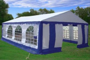 26 x 16 Heavy Duty White and Blue Party Tent