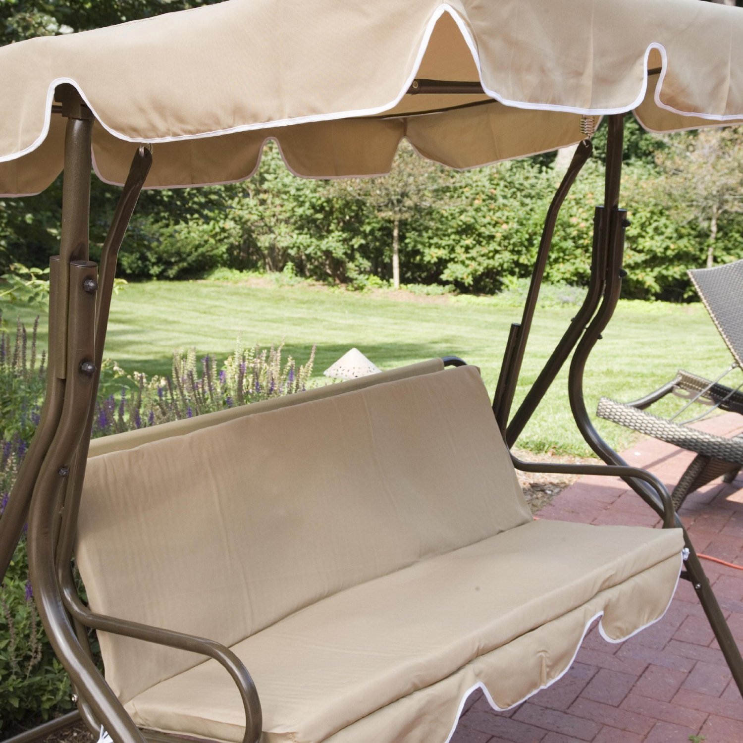 2 Person Covered Patio Swing w/ Adjustable Tilt Canopy