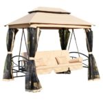 3 Person Patio Daybed Canopy Gazebo Swing
