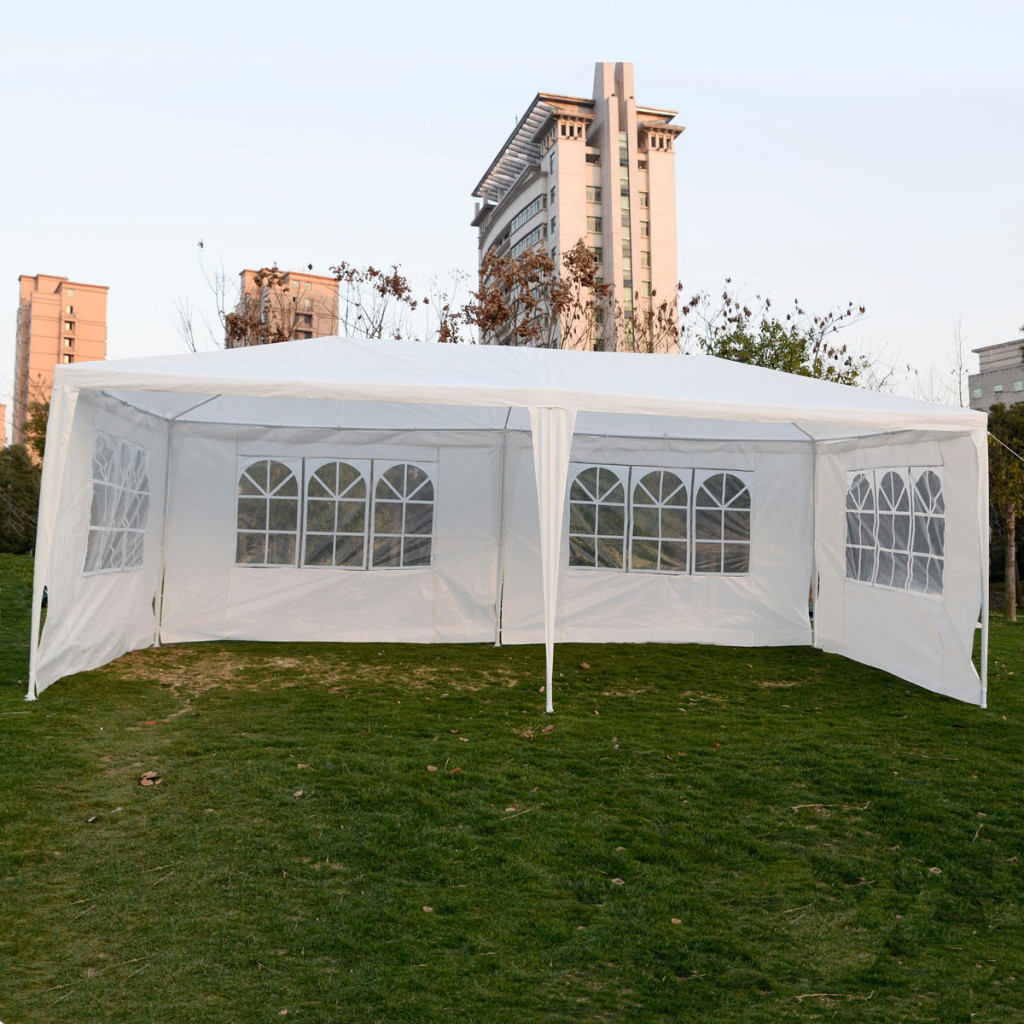 10 x 20 White Party Tent Canopy Gazebo w/ 4 Sidewalls