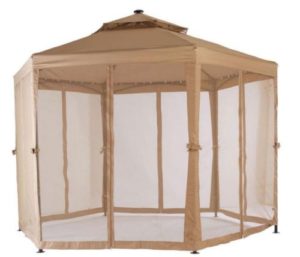 10 x 10 Outdoor Gazebo Canopy w Mosquito Netting and LED Lights 7