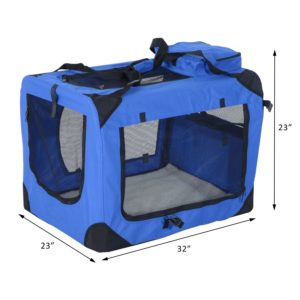 32 Inch Soft Sided Folding Crate Pet Carrier Blue 1