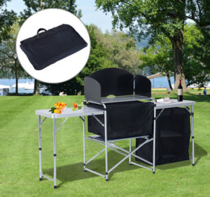 6' Portable Fold Up Camp Kitchen with Windscreen