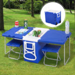 Rolling Cooler Picnic Table with 2 Chairs