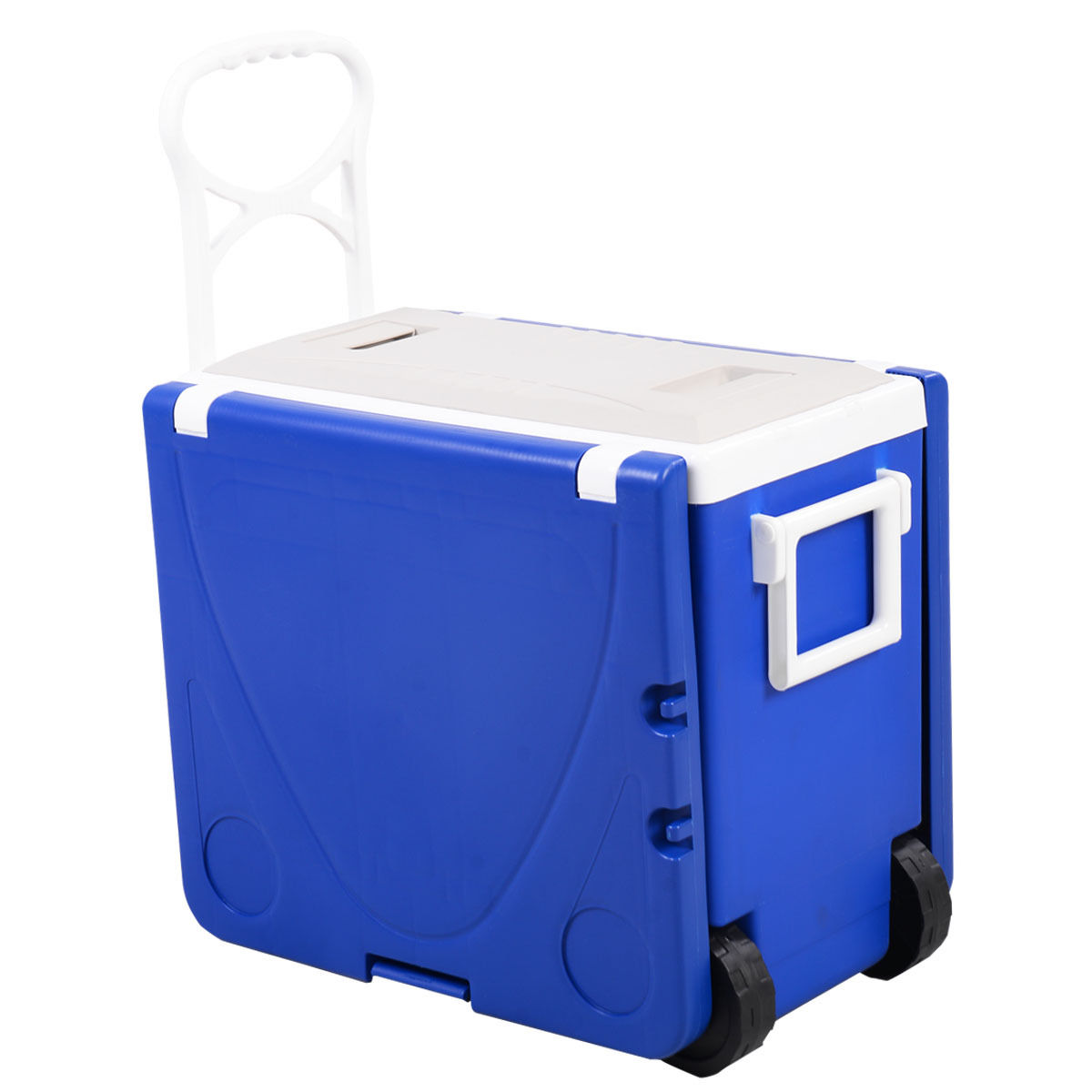 Multi Function Rolling Cooler  Picnic Camping Outdoor w/ Table & 2 Chairs Blue 