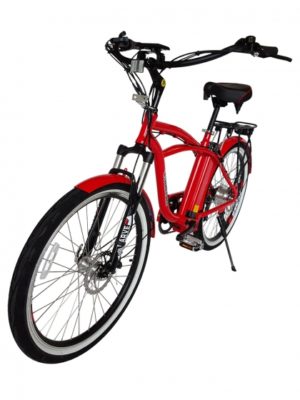 Kona Electric Beach Cruiser Bicycle - 36 Volt Lithium Powered - Red