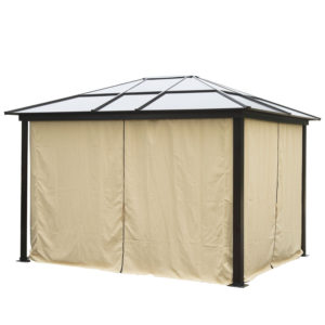 12 x 10 Outdoor Gazebo Patio Canopy Hardtop with Mesh Curtains 4