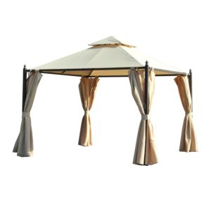 10 x 10 Steel Gazebo Canopy with Curtains 2