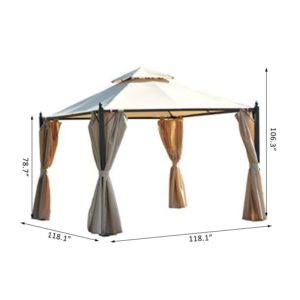 10 x 10 Steel Gazebo Canopy with Curtains 3