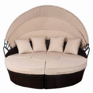 Outdoor Daybed Patio Sofa Furniture Brown 3