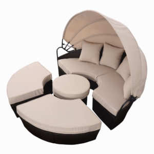 Outdoor Daybed Patio Sofa Furniture Brown 5