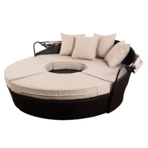 Outdoor Daybed Patio Sofa Furniture Brown 6
