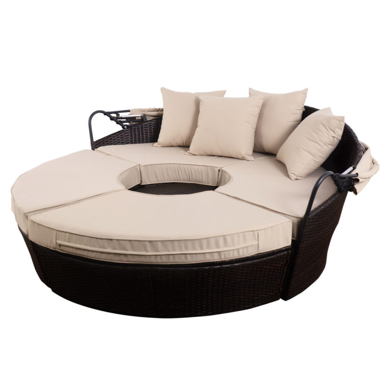 Outdoor Daybed Patio Sofa Furniture Brown