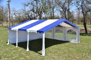 20 x 20 Budget PVC Tent Canopy - Blue Stripes 3