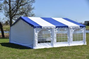 20 x 20 Budget PVC Tent Canopy - Blue Stripes