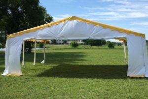 20 x 20 Budget PVC Tent Canopy - Yellow Stripes 3