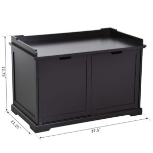 Hidden Kitty Litter Box Bench Enclosure Hall End Table Cat Cabinet - Espresso 2
