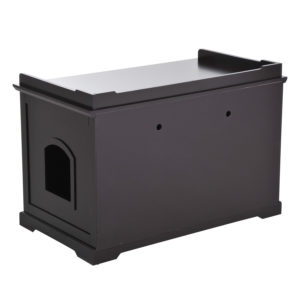 Hidden Kitty Litter Box Bench Enclosure Hall End Table Cat Cabinet - Espresso 3
