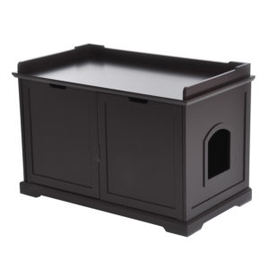 Hidden Kitty Litter Box Bench Enclosure Hall End Table Cat Cabinet - Espresso