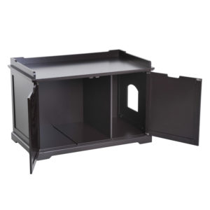 Hidden Kitty Litter Box Bench Enclosure Hall End Table Cat Cabinet - Espresso 4