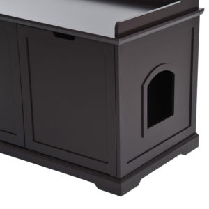 Hidden Kitty Litter Box Bench Enclosure Hall End Table Cat Cabinet - Espresso 6