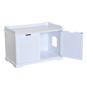 Hidden Kitty Litter Box Bench Enclosure Hall End Table Cat Cabinet - White 4