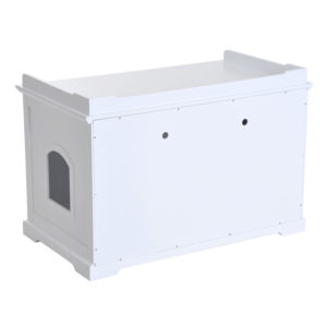 Hidden Kitty Litter Box Bench Enclosure Hall End Table Cat Cabinet - White 5