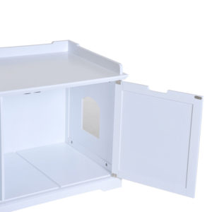 Hidden Kitty Litter Box Bench Enclosure Hall End Table Cat Cabinet - White 6