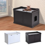 Hidden Kitty Litter Box Bench Enclosure Hall End Table Cat Cabinet - White or Espresso