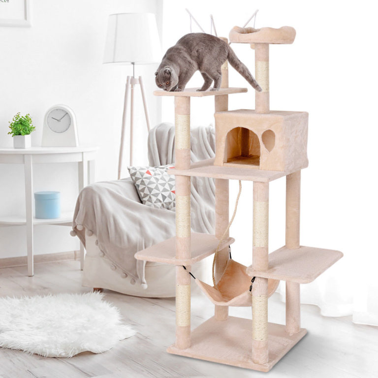 Tall Cat Tree Multilevel Activity Tower Condo W/ Hammock