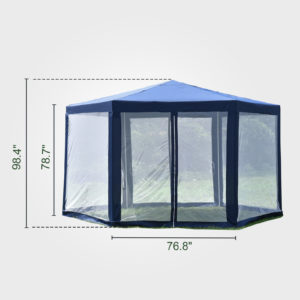 Hexagonal Gazebo Outdoor Patio Canopy with Mosquito Net - Blue 2