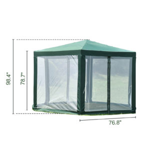 Hexagonal Gazebo Outdoor Patio Canopy with Mosquito Net - Green 3