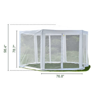 Hexagonal Gazebo Outdoor Patio Canopy with Mosquito Net - White 2