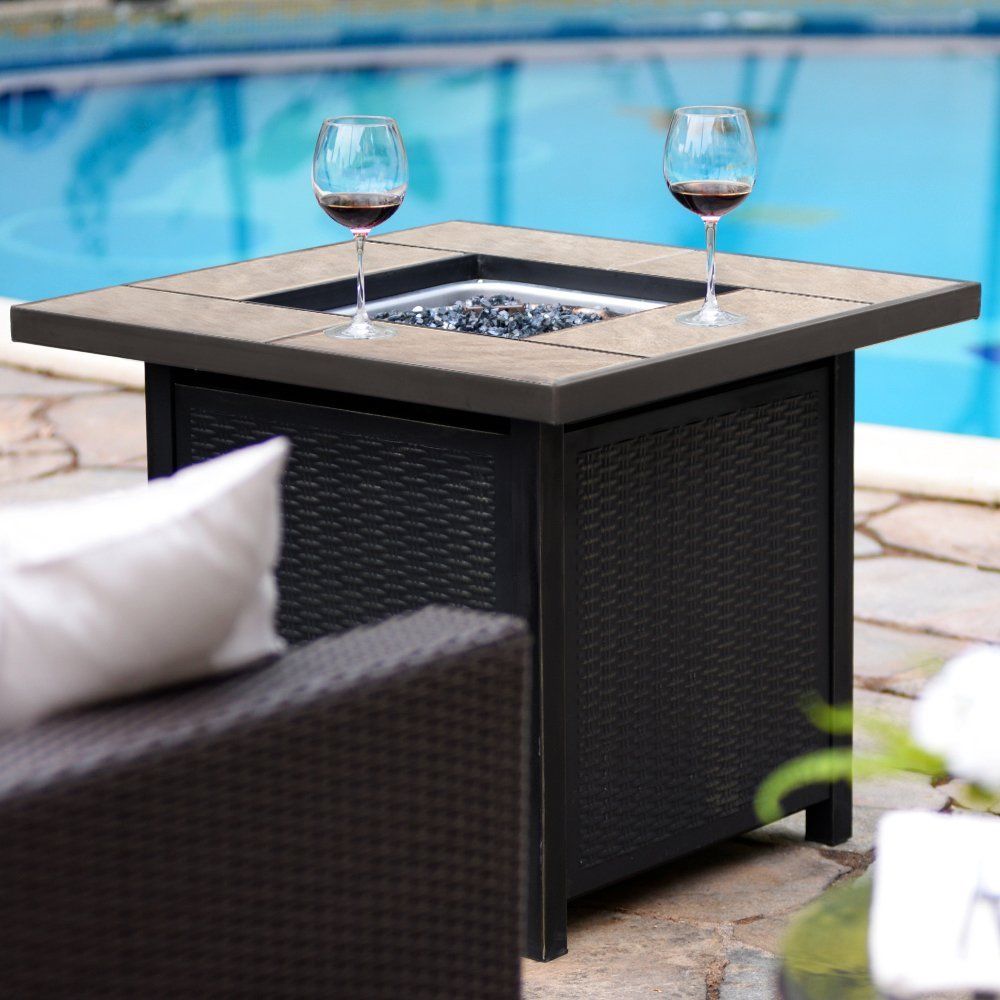 50,000 BTU Outdoor Propane Table Heater Gas Patio Fire Pit 32 Inch Square