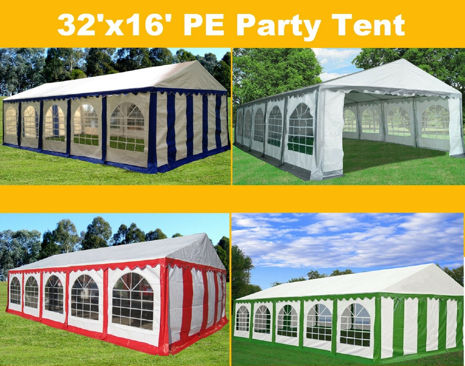 2019 Upgrade 3x4m PE Gazebo Garden Marquee Party Tent Canopy Heavy Duty Colours 