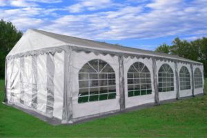 32 x 16 Striped Party Tent Canopy Gazebo - 4 Colors - Grey