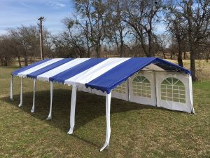 32 x 16 Striped Budget PVC Party Tent Canopy Blue