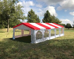 32 x 16 Striped Budget PVC Party Tent Canopy Red