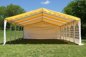 32 x 16 Striped Budget PVC Party Tent Canopy Yellow 2