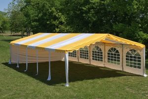 32 x 16 Striped Budget PVC Party Tent Canopy Yellow 3
