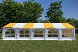 32 x 16 Striped Budget PVC Party Tent Canopy Yellow