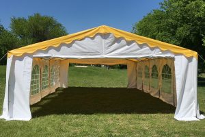 32 x 16 Striped Budget PVC Party Tent Canopy Yellow 4