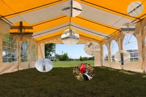 32 x 16 Striped Budget PVC Party Tent Canopy Yellow Frame