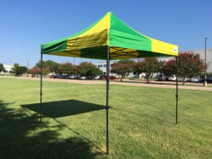 10 x 10 Waterproof Pop Up Tent - Green Yellow Stripe
